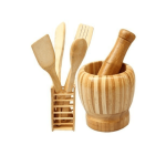 Wooden Spoons Set And Mortar & Pestle