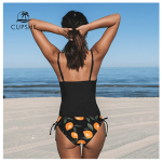 Cut Out Drawstring Low Waist Tankini Swimsuit