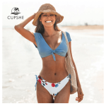 Women Sexy Blue Floral Two Pieces Bikini Sets