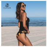 Cut Out Drawstring Low Waist Tankini Swimsuit