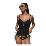 Cut Out Drawstring Low Waist Tankini Swimsuit