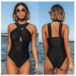 Color block Sexy Back Tie Mono Bikini Beachwear