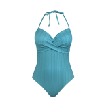 Women Blue Sexy Twist Backless Monokini Beachwear