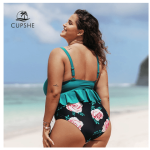 Women Plus Size 2 Pieces High Waist Bikini Swimsuit