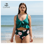 Women Plus Size 2 Pieces High Waist Bikini Swimsuit