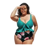 Women Plus Size 2 Pieces High Waist Bikini Swimsuit