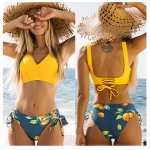 Bikini Sets Swimsuit Mid-Waist Women Sexy Lace Up