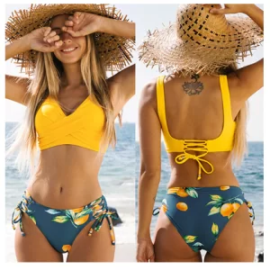 Bikini Sets Swimsuit Mid-Waist Women Sexy Lace Up