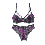 Women Ultra-thin Transparent Bra and Pant Set - Pink