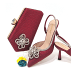 Women Luxury Designer Matching Shoes and Bag Set - Red