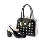 Italian Party Ladies Shoe and Bag Set for Women - Black