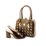 Italian Party Ladies Shoe and Bag Set for Women - Brown
