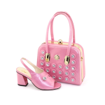 Italian Party Ladies Shoe and Bag Set for Women - Pink