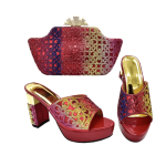 Decorated Women Party Shoes and Bag Set - Red