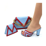 New Fashion Italian Shoes With Matching Bag - Sky Blue