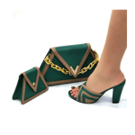 New Fashion Italian Shoes With Matching Bag - Green