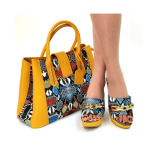 Women Pumps Sexy Ladies Party Shoes and Bag - Yellow