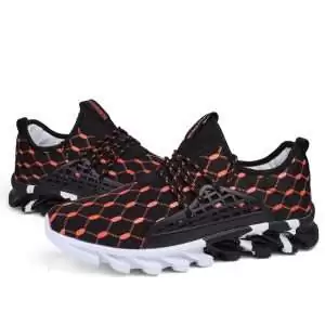 Mesh Rubber Patterned Men's Lace-up Running Sneakers