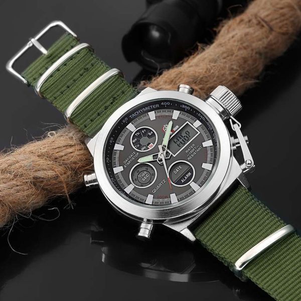 Fashionable Waterproof Wrist Watch with Dual Display