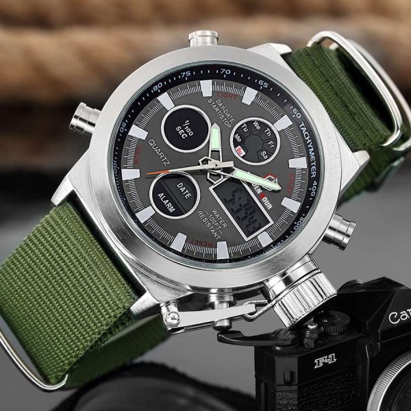 Fashionable Waterproof Wrist Watch with Dual Display