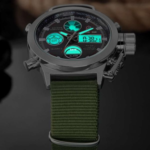 Fashionable Waterproof Wrist Watch with Dual Display
