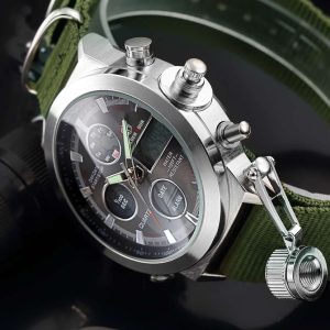 Fashionable Waterproof Wrist Watch with Dual Display