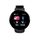 D18 Sports Fitness Round Screen Smart Wrist Watch - Black