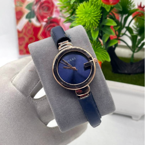 Gucci Round Shape Leather Ladies Wristwatch