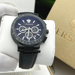 Versace Leather Strap Active Chronograph Wristwatch